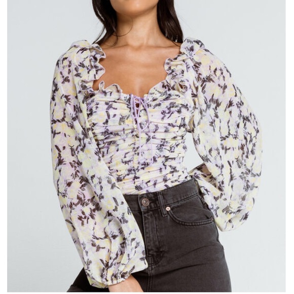 NWT Free People Mabel Printed Blouse - Picture 3 of 7